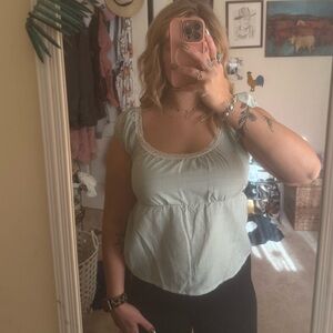 Women's Green Gingham Top